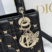 Small Lady Dior Bag Black Cannage Lambskin with Gold-Finish Butterfly Studs Size 20 x 17 x 8 cm - 2