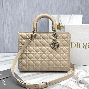 Large Lady Dior Bag Powder Beige Cannage Lambskin Size 32 x 25 x 11 cm