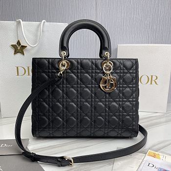 Large Lady Dior Bag Black Cannage Lambskin Size 32 x 25 x 11 cm