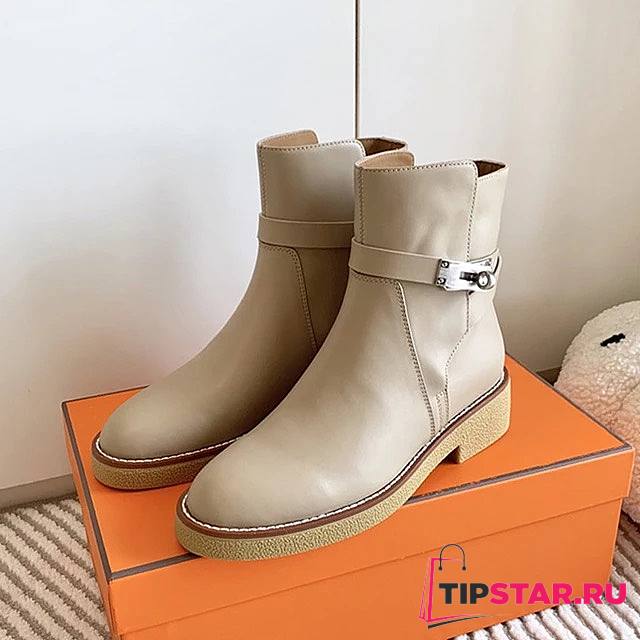 Hermes History Ankle Boot Beige Mastic - 1