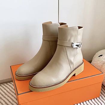 Hermes History Ankle Boot Beige Mastic