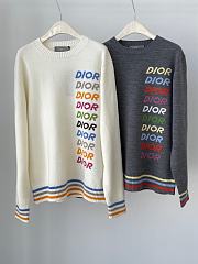 Dior Sweater Wool and Cashmere Intarsia Gray/Beige - 1