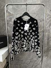 Dioralps Reversible Sweater Black and White Technical Cashmere Knit with Gradient Butterflies Motif - 1