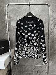 Dioralps Reversible Sweater Black and White Technical Cashmere Knit with Gradient Butterflies Motif - 3