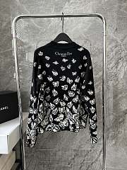 Dioralps Reversible Sweater Black and White Technical Cashmere Knit with Gradient Butterflies Motif - 5