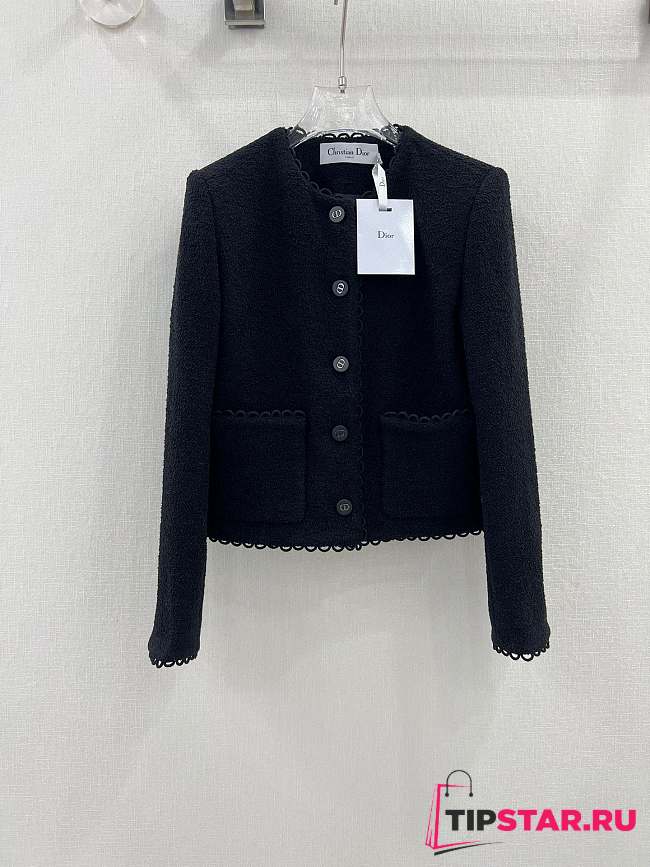 Dior Cropped Jacket Black Double-Sided Virgin Wool Bouclé - 1