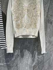 Dior Embroidered Sweater Gold-Tone and White Cashmere Knit with Butterfly Around the World Motif - 2