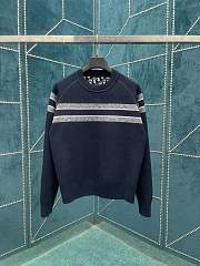 Dior Reversible Round-Neck Sweaterblue Double-Sided Technical Cashmere with Dior Oblique Motif - 1