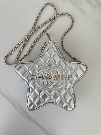 Chanel Star Handbag AS4579 Silver Size 22.5 × 22.5 × 6 cm