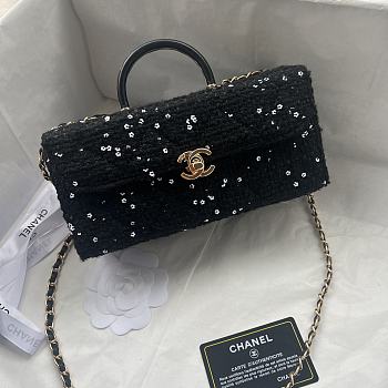 Chanel Box Bag Black & White Tweed AS4471 Size 10.5 × 22 × 9 cm
