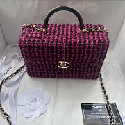 Chanel Small Box Bag Wool Tweed Fuchsia & Black AS4470 Size 13.5 × 19 × 8 cm - 4