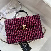 Chanel Small Box Bag Wool Tweed Fuchsia & Black AS4470 Size 13.5 × 19 × 8 cm - 5