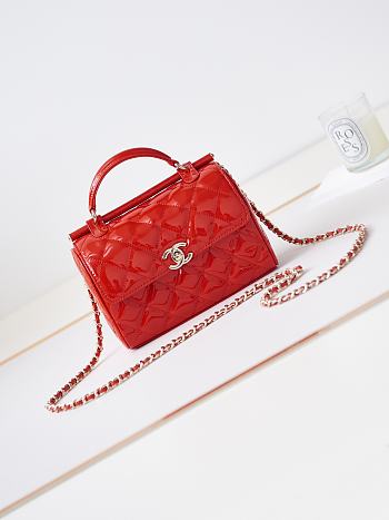 Chanel Small Box Bag Red Patent AS4511 Size 13 × 18 × 8.5 cm