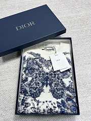 Dior Embroidered Sweater Ecru Cashmere Knit with Pastel Midnight Blue Butterfly Around The World Motif - 2