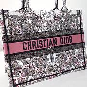 Medium Dior Book Tote White and Pastel Pink Butterfly Around The World Embroidery Size 36 x 27.5 x 16.5 cm - 3