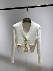 Balmain Buttoned Cropped Knitted Cardigan White - 1
