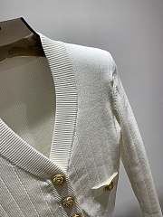 Balmain Buttoned Cropped Knitted Cardigan White - 3