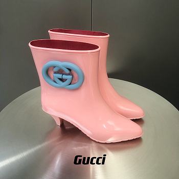 Gucci Women's Interlocking G Ankle Boot 724458 Pink