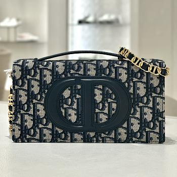 Dior CD Signature Mini Bag Blue Dior Oblique Jacquard Size 21 x 11 x 5 cm