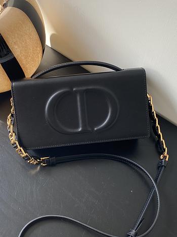 Dior CD Signature Mini Bag Black Calfskin with Embossed CD Signature Size 21 x 11 x 5 cm