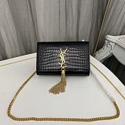 YSL Kate Small Tassel In Crocodile-Embossed Leather 474366 Black/Gold Size 20x12.5x5cm - 1