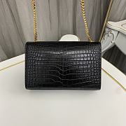 YSL Kate Small Tassel In Crocodile-Embossed Leather 474366 Black/Gold Size 20x12.5x5cm - 5