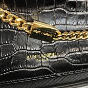 YSL Kate Small Tassel In Crocodile-Embossed Leather 474366 Black/Gold Size 20x12.5x5cm - 2