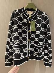 Gucci GG Wool Bouclé Jacquard Cardigan Black ‎713300 - 3