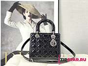 Lady Dior Medium Patent Leather Bag Black Silver Hardware Size 24×20×11 cm - 1