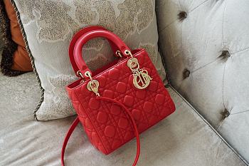 Medium Lady Dior Bag Red Cannage Lambskin Size 24 x 20 x 11 cm