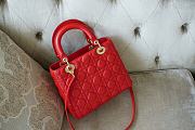 Medium Lady Dior Bag Red Cannage Lambskin Size 24 x 20 x 11 cm - 3