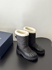Dior Frozen-D Ankle Boot Black Calfskin, Cannage Quilted Nylon and White Shearling - 1