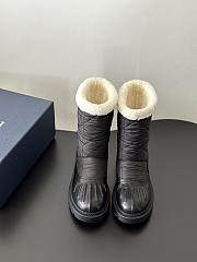 Dior Frozen-D Ankle Boot Black Calfskin, Cannage Quilted Nylon and White Shearling - 4
