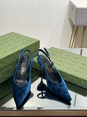 Gucci Women's GG Slingback Pump Blue Velvet 762383 - 3