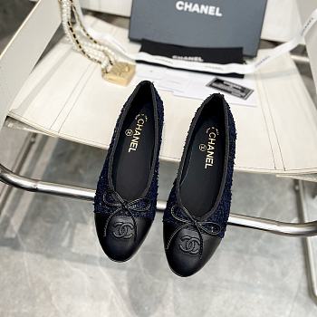 Chanel Ballet Flats G02819 Blue & Black Tweed