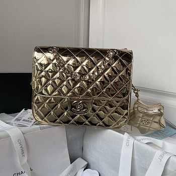 Chanel Backpack & Star Coin Purse AS4649 Light Gold Size 18.5 × 23.5 × 8.5 cm