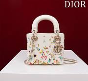 Mini Lady Dior Bag Latte Calfskin Embroidered with Multicolor Small Flowers Size 17 x 15 x 7 cm - 1