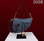 Dior Saddle Bag With Strap Indigo Blue Grained Calfskin Size 25.5 x 20 x 6.5 cm - 1
