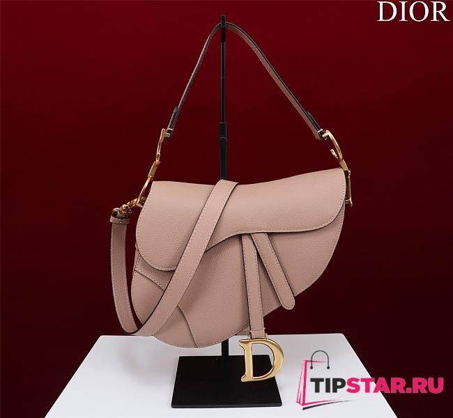 Dior Saddle Bag With Strap Blush Grained Calfskin Size 25.5 x 20 x 6.5 cm - 1