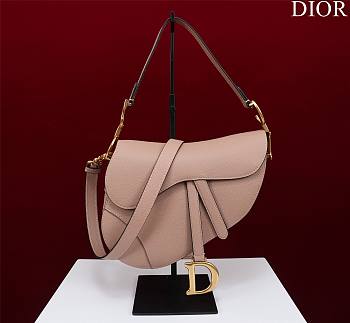 Dior Saddle Bag With Strap Blush Grained Calfskin Size 25.5 x 20 x 6.5 cm