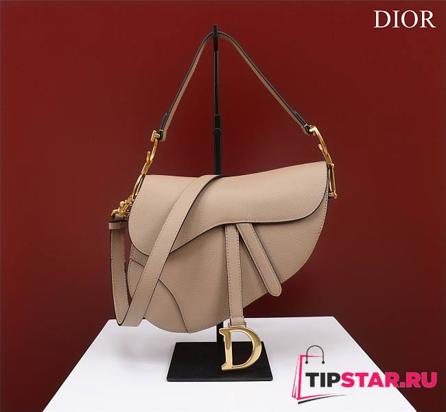 Dior Saddle Bag With Strap Powder Beige Grained Calfskin Size 25.5 x 20 x 6.5 cm - 1