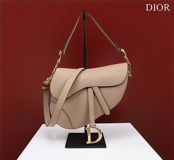 Dior Saddle Bag With Strap Powder Beige Grained Calfskin Size 25.5 x 20 x 6.5 cm