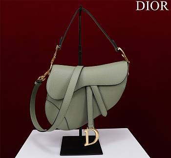 Dior Saddle Bag With Strap Cedar Green Grained Calfskin Size 25.5 x 20 x 6.5 cm