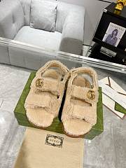 Gucci Women's Double D Sandals 771060 Beige Wool - 1
