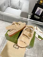 Gucci Women's Double D Sandals 771060 Beige Wool - 2