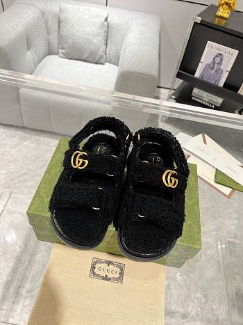 Gucci Women's Double D Sandals 771060 Black Wool