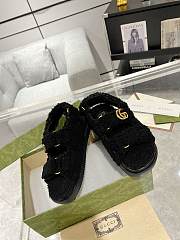 Gucci Women's Double D Sandals 771060 Black Wool - 2