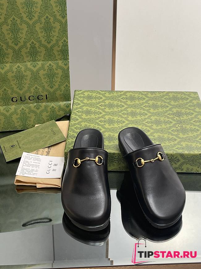 Gucci Women's Horsebit Slipper 749752 Black Leather - 1