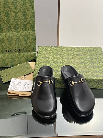 Gucci Women's Horsebit Slipper 749752 Black Leather