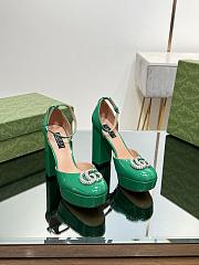Gucci Women's Platform Pump With Double G 762386 Green Patent - 1